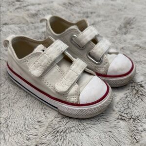 Converse White Velcro Sneakers with Rubber Toe Cap